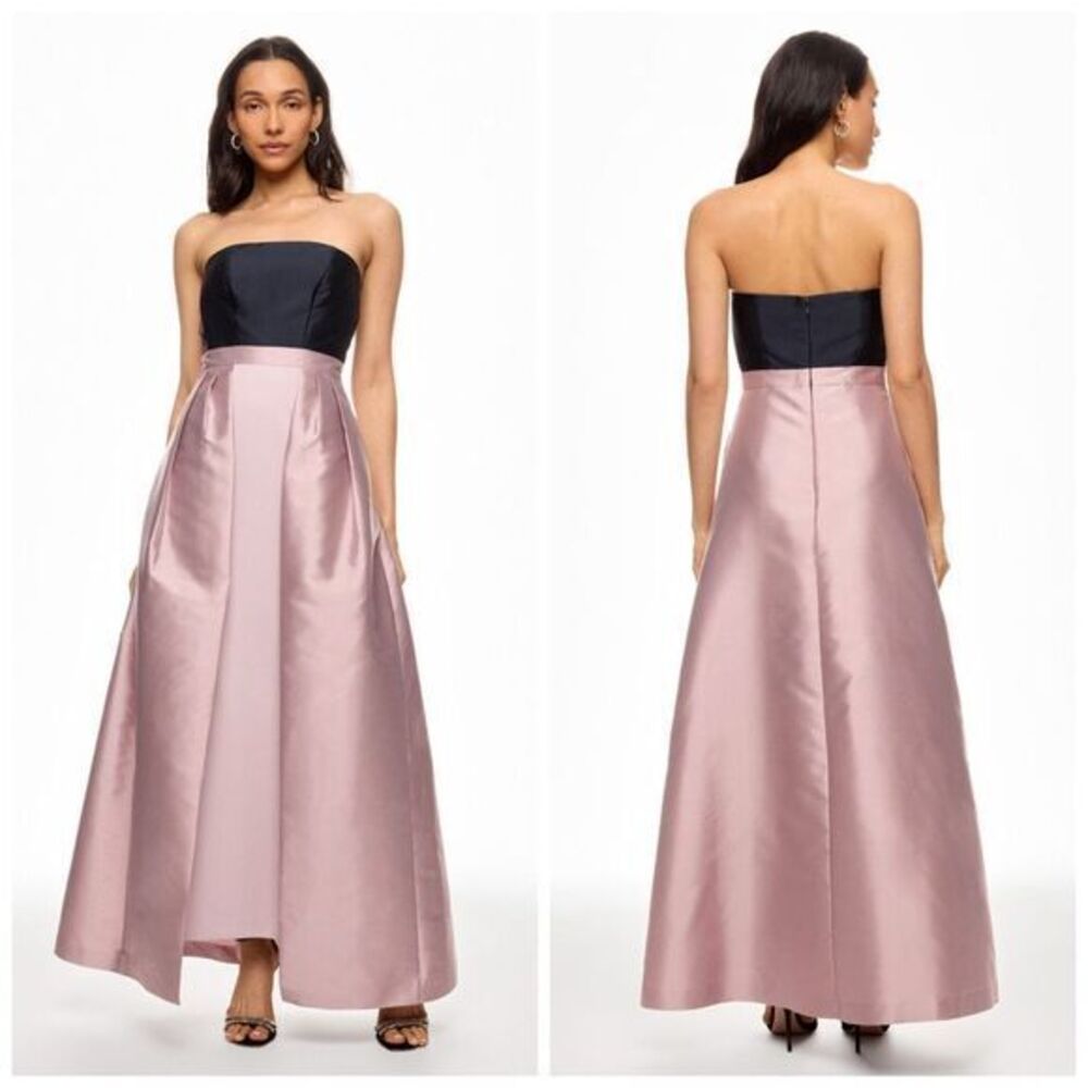 Kay Unger Womens Vivienne Strapless Walk Thru Gown Woodrose Navy Size 12